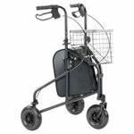 Driewiel indoor rollator zwart - Lichtgewicht
