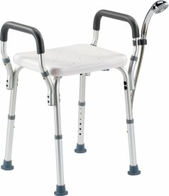Douchekruk met armsteunen en douchekophouder- In hoogte verstelbaar