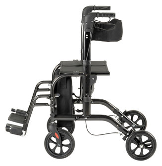 Duo Rollator Antraciet - Rollator en Rolstoel in 1