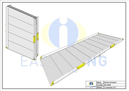 Dwars opvouwbare oprijplaat: lengte 200 cm