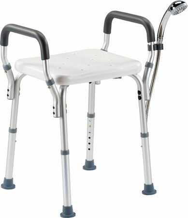Douchekruk met armsteunen en douchekophouder- In hoogte verstelbaar