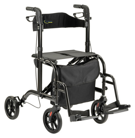 Duo Rollator Antraciet - Rollator en Rolstoel in 1