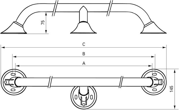 Linido Handicare wandbeugel (diverse lengtes vanaf 30 cm)