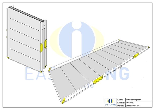 Dwars opvouwbare oprijplaat: lengte 200 cm